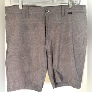 Travis Mathew grey golf shorts. Palm pattern.